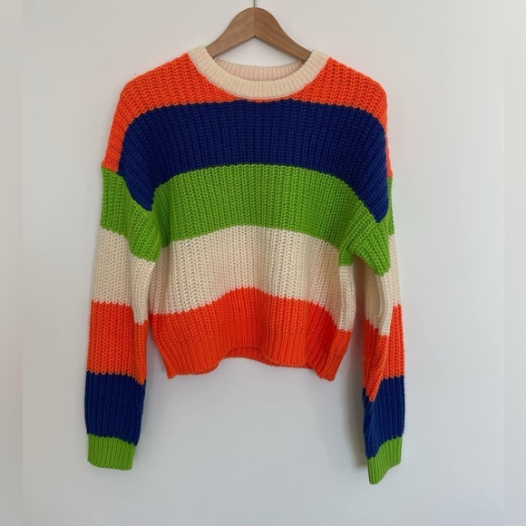 Only Colorful Striped Colorblock Sweater size small - Picture 3 of 6